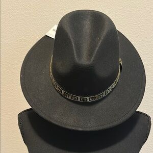 Elegant Black Hat with Gold Accents